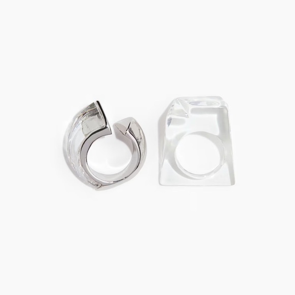 2 Clear Geometric Statement Ring m/l still in package - Picture 3 of 5